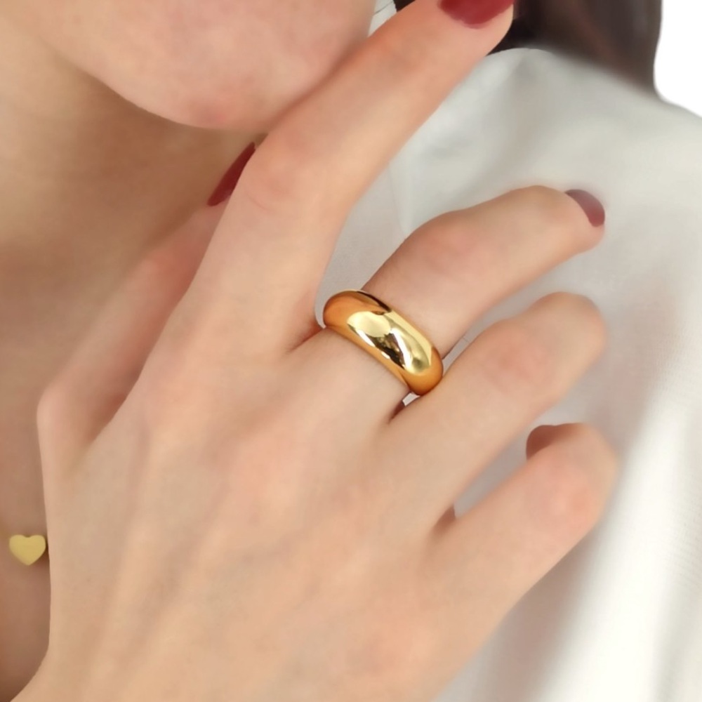 Dome Open Ring | 14k Gold Tone | Rhodium Plated | Modern Design